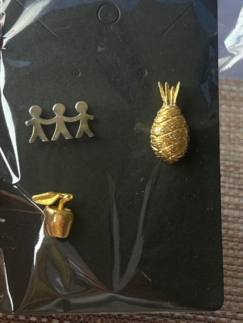 Gold Pin Brooch Set 3pc Costume Jewelry